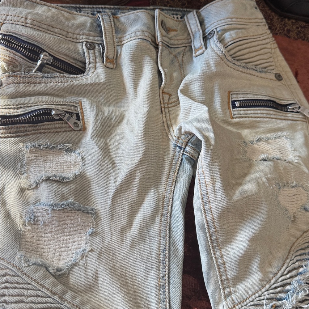 Rock revival gaby Distressed Cream Jeans - Picture 7 of 12